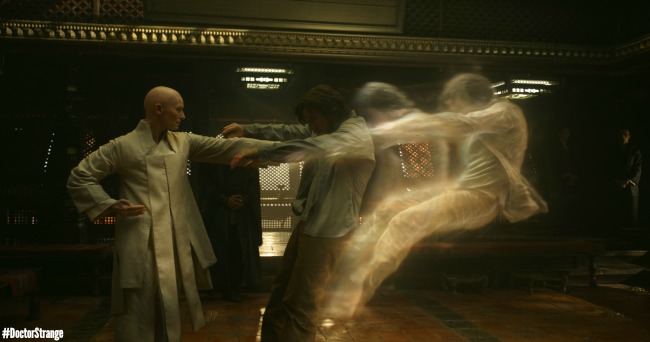 Marvel's DOCTOR STRANGE L to R: The Ancient One (Tilda Swinton) and Doctor Stephen Strange (Benedict Cumberbatch) Photo Credit: Film Frame ©2016 Marvel. All Rights Reserved.